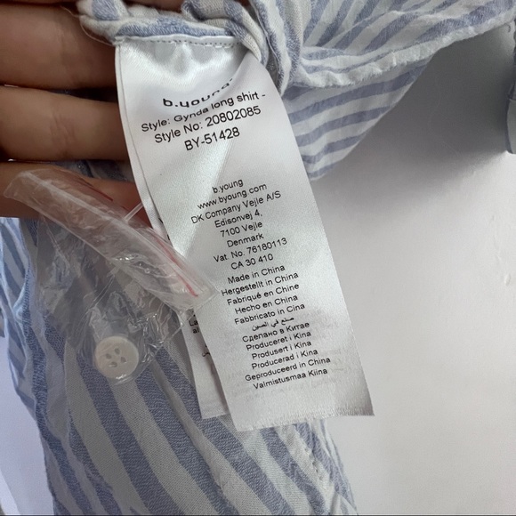 TALL || Blue Striped Button Up Linen Style Top || Size UK36 - Picture 4 of 4